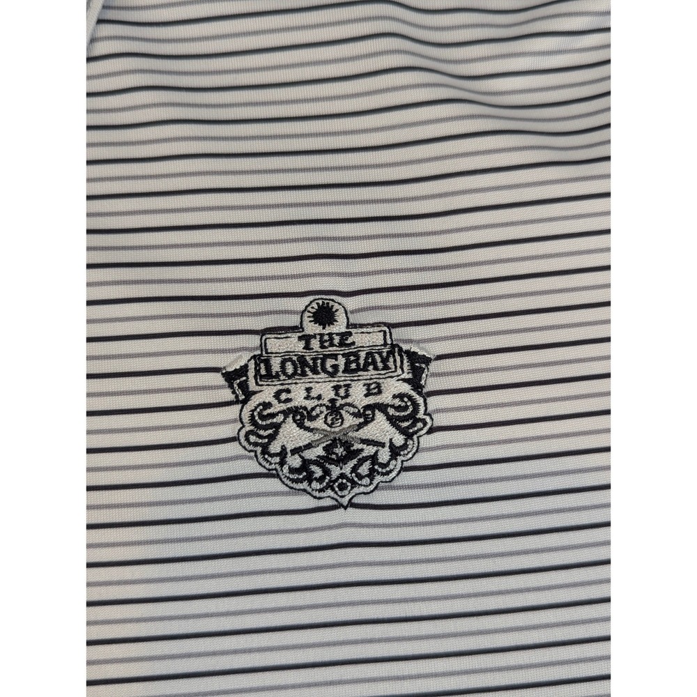 Ahead USA Mens The Long Bay Club Striped Golf Polo Shirt White Blue Large - Picture 10 of 10